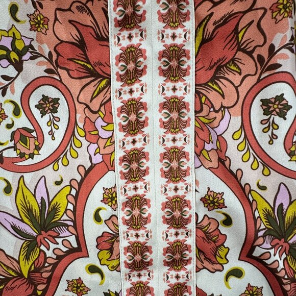 JM Collection Womens M Floral Bohemian V-Neck Blouse Retro Paisley Eclectic 70's - Picture 4 of 12